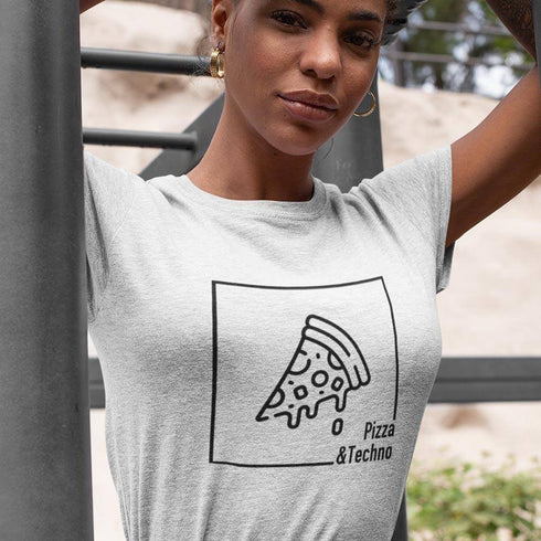 Pizza & Techno T-Shirt in weiß